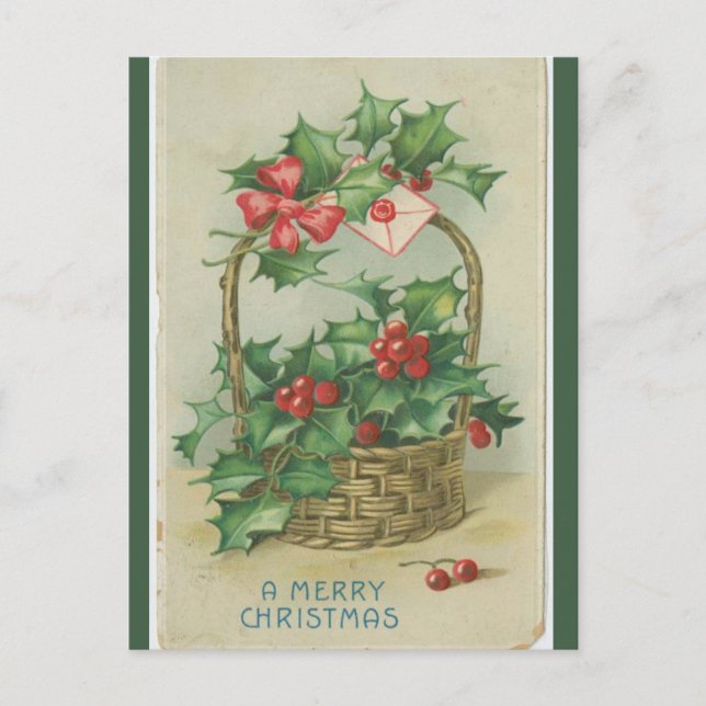 Vintager Korb der Berner Weihnachten Postkarte (Vorderseite)