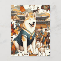 Vintager koreanischer Jindo Hund Nahtlose Illustra