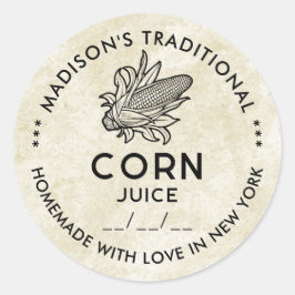 Vintager Kornsaftaufkleber mit Cob-Symbol Runder Aufkleber