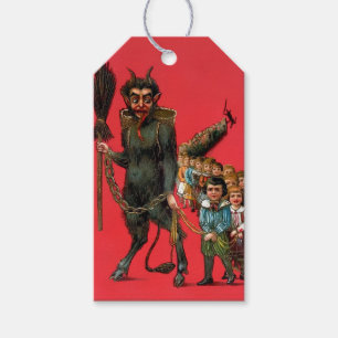 Vintager Krampf mit Kindern Geschenkanhänger