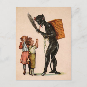 Vintager Krampus mit Kindern Postkarte