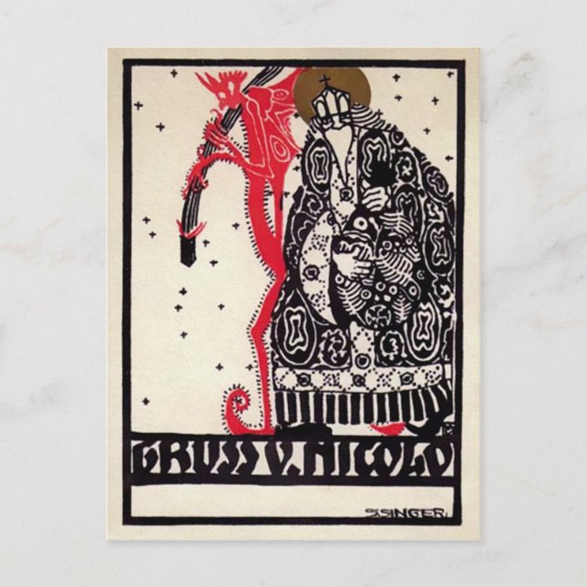 Vintager Krampus Postkarte (Vorderseite)