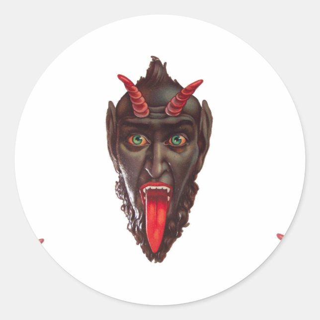 Vintager Krampus Runder Aufkleber (Vorderseite)