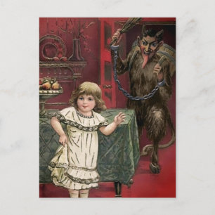 Vintager Krampus und Kinderpostkarte Postkarte