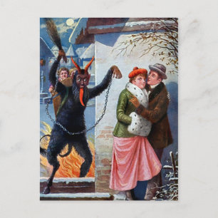 Vintager Krampusangriff Postkarte