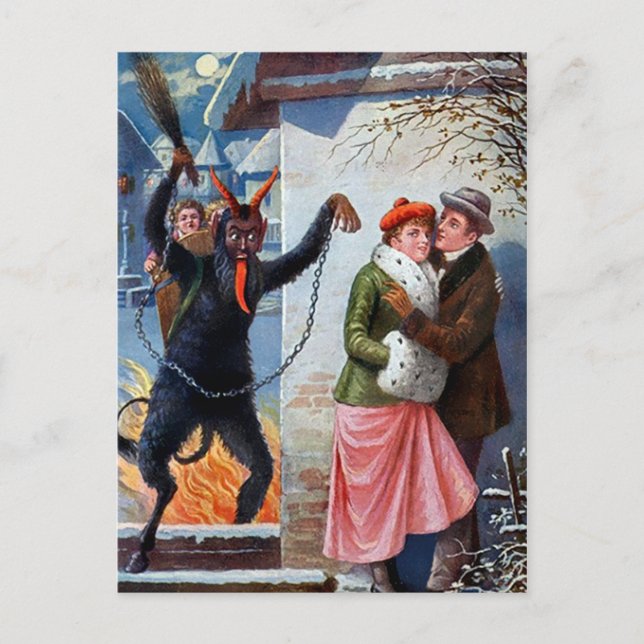 Vintager Krampusangriff Postkarte (Vorderseite)