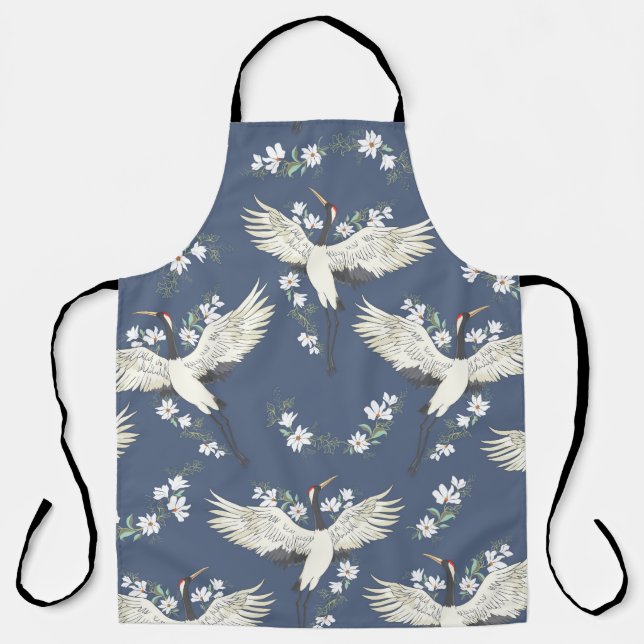 Vintager Kran: Vogelmuster Schürze (Vorderseite)