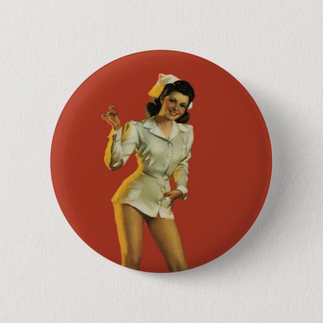 Vintager KrankenschwesterPinup Button (Vorderseite)