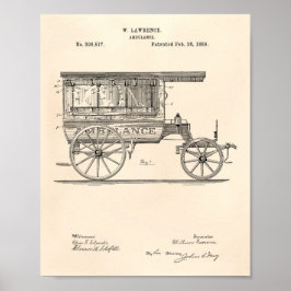 Vintager Krankenwagen 1889 Patentart Alter Peper Poster