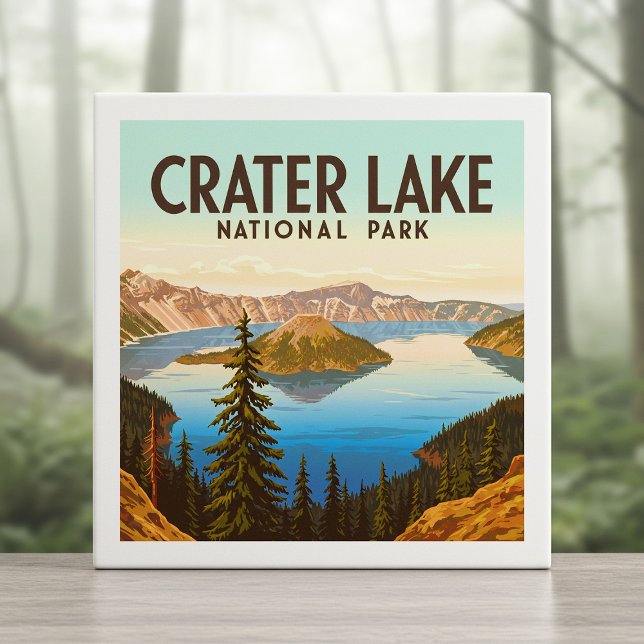Vintager Kratersee Nationalpark Fliese (Von Creator hochgeladen)