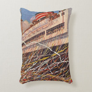 Vintager Kreuzfahrtschiff Urlaub; Bon Voyage Party Dekokissen