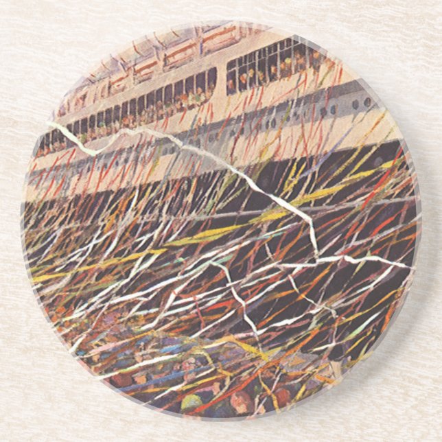 Vintager Kreuzfahrtschiff Urlaub; Bon Voyage Party Getränkeuntersetzer (Vorne)