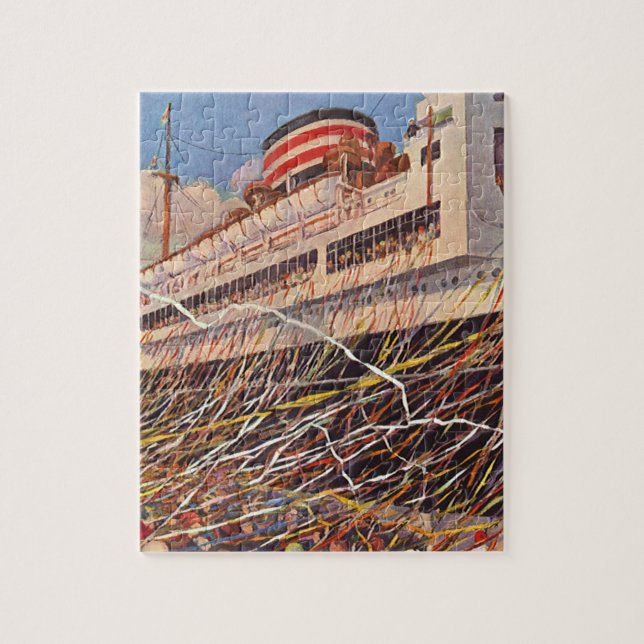 Vintager Kreuzfahrtschiff Urlaub; Bon Voyage Party Puzzle (Vertikal)