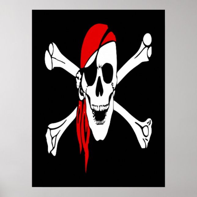 Vintager Kreuzknochen-Pirat auf See Poster (Vorne)