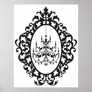 Vintager Kronleuchter im antiken Bilderrahmen Poster