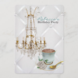 Vintager Kronleuchter Teetasse Geburtstagsparty Einladung