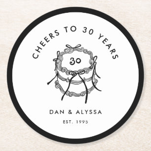 Vintager Kuchen-Jubiläum Runder Pappuntersetzer