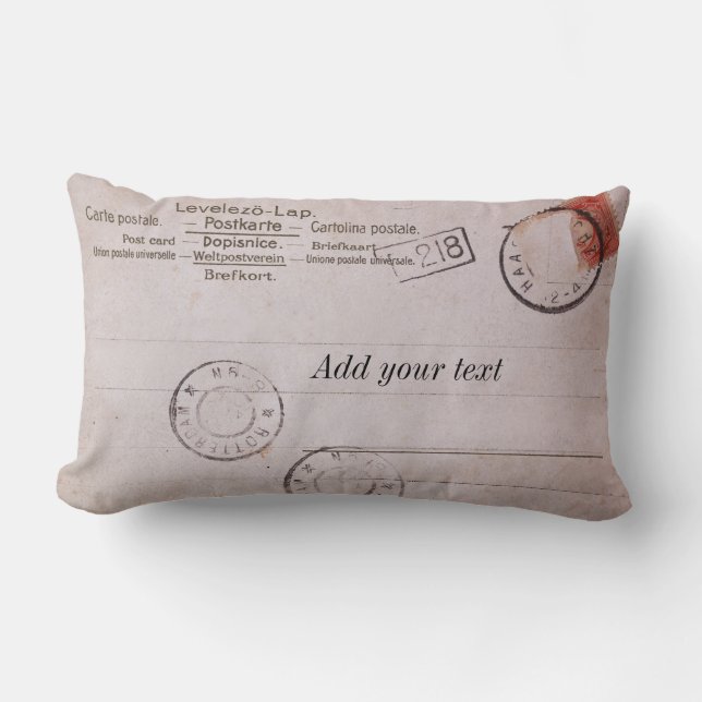 Vintager kundengerechter Postkartenentwurf Lendenkissen (Vorderseite)