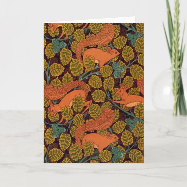 Vintager Kunst-Deko-Eichhörnchen-und Karte (Vorderseite)