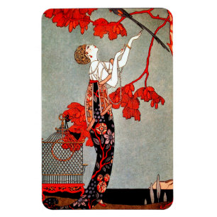 Vintager Kunst-Deko-roter Blumen-Magnet Magnet