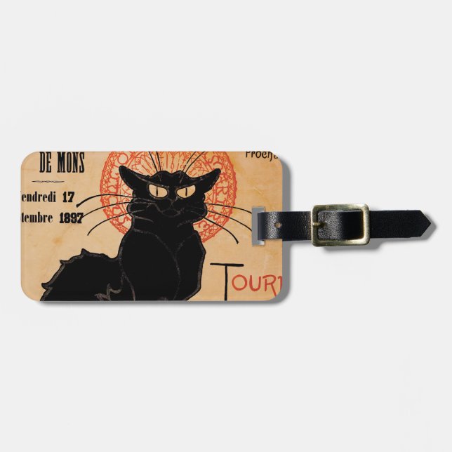 Vintager Kunst Nouveau Chat Noir Gepäckanhänger (Vorderseite horizontal)
