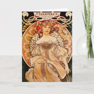 Vintager Kunst Nouveau Mucha Druck Karte