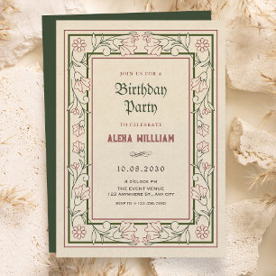 Vintager künstlerischer Blumenrahmen Einladung