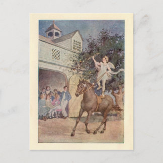 Vintager kupider Engel & Pferd mit Bow und Pfeil Postkarte