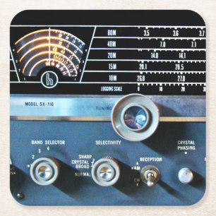 Vintager Kurzer Wave-Funkempfänger Rechteckiger Pappuntersetzer