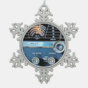 Vintager Kurzer Wave-Funkempfänger Schneeflocken Zinn-Ornament