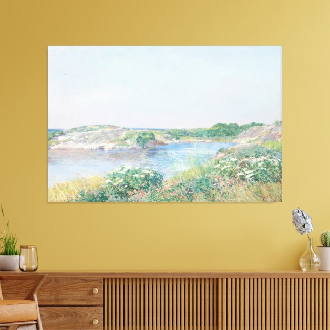 Vintager Küstenmeer BrightBlue Seascape Nautic Leinwanddruck (Insitu (Wohnzimmer))