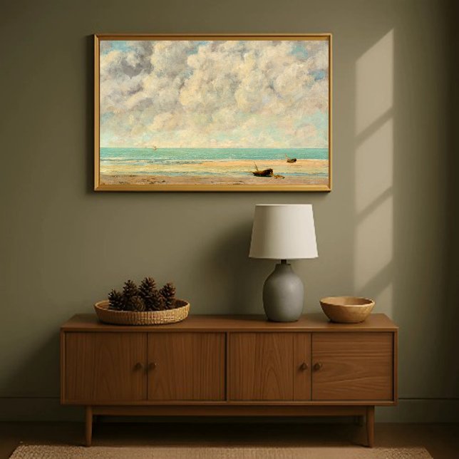 Vintager Küstenstrand Szene Antique Seascape Leinwanddruck (Zazzle Vintage Coastal Beach Scene Antique Seascape  Canvas)