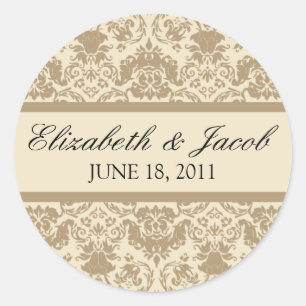 Vintager Lace Champagne/Elfenbeinsticker Runder Aufkleber