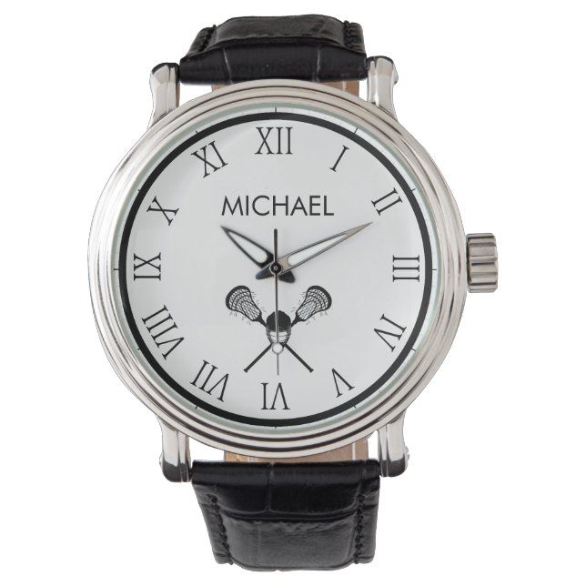Vintager Lacrosse-Personalisierter Name Armbanduhr (Vorderseite)