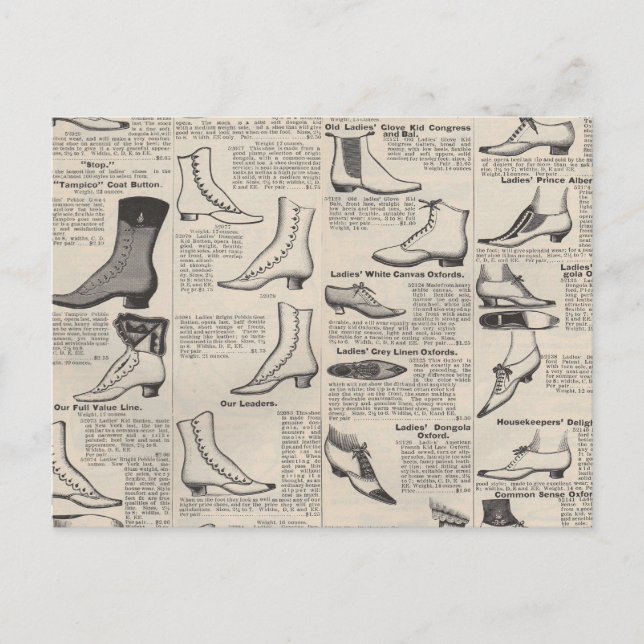 Vintager Ladys' Shoes Katalog - Mode der 1900er Ja Postkarte (Vorderseite)