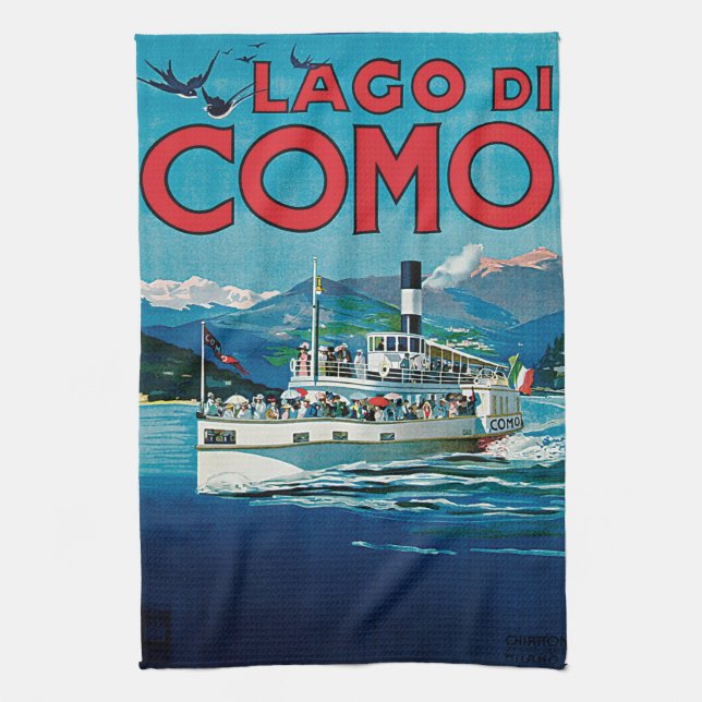 Vintager Lago di Como Geschirrtuch (Vertikal)