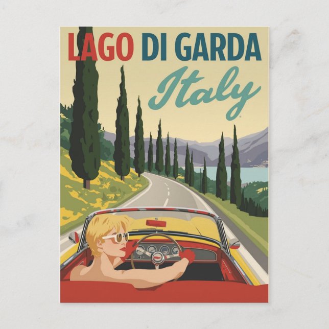 Vintager Lago di Garda Italien Autofahren Postkarte (Vorderseite)