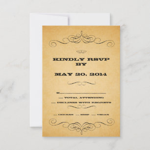 Vintager Land-Hochzeit UAWG Wirbel RSVP Karte