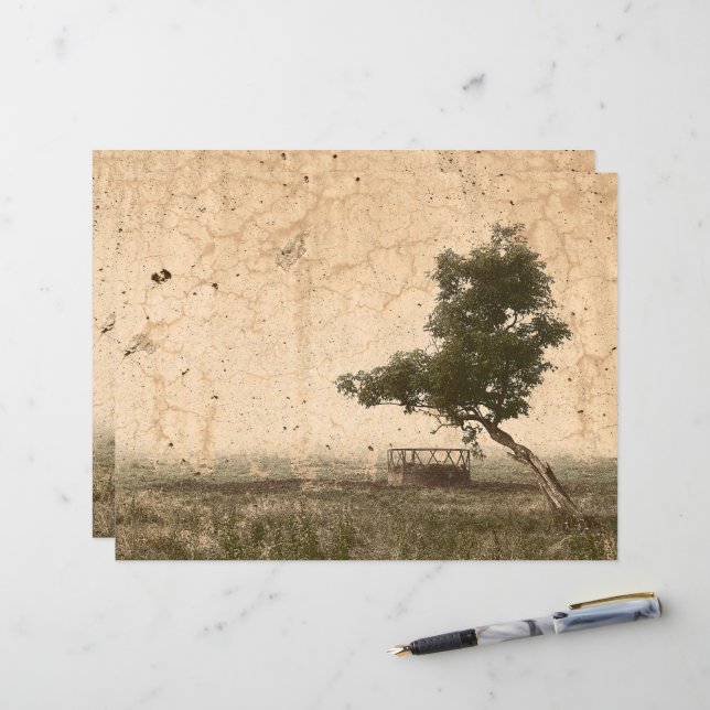 Vintager Landbaum Rustikale Beige Antike Landwirts (Vorderseite/Rückseite Beispiel)