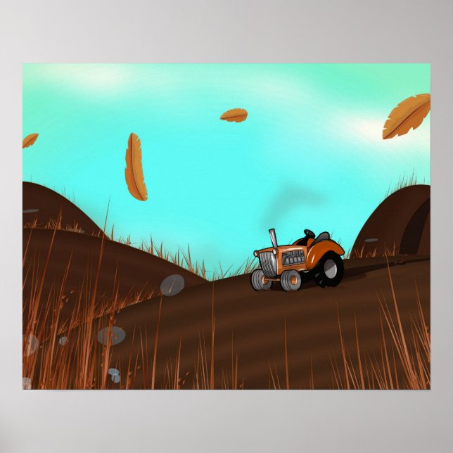 Vintager landwirtschaftlicher Traktor Poster (Vorne)