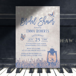 Vintager Laternenschmetterling und Blume Brautpart Einladung