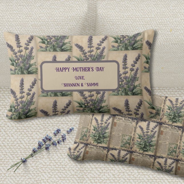 Vintager Lavendel-Akzent Lendenkissen (Vintage Lavender Lumbar Pillow Gift for Mom, Gardeners, or Kitchen Witches)