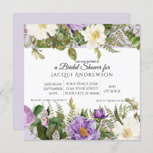 Vintager Lavendel Elfenbein Rose Blumenstrauß Brau Einladung