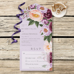 Vintager Lavendel Maroon & Peach Peonings Dinner All In One Einladung
