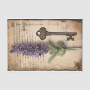 Vintager Lavendel mit Schlüssel zur Altpapierentku Seidenpapier