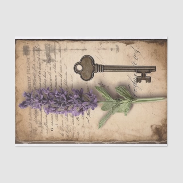Vintager Lavendel mit Schlüssel zur Altpapierentku Seidenpapier (Vorderseite)