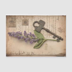 Vintager Lavendel mit Schlüssel zur Altpapierentku Seidenpapier
