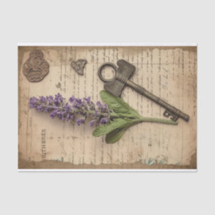 Vintager Lavendel mit Schlüssel zur Altpapierentku Seidenpapier