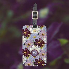 Vintager Lavendel und Burgunder Wasserfarbenputz Gepäckanhänger