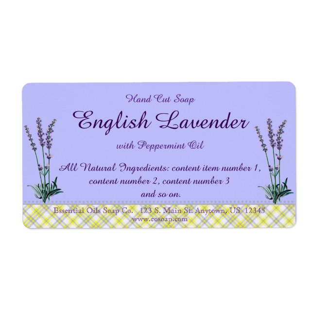 Vintager Lavendel und Kariertes handgefertigtes Se (Vorne)
